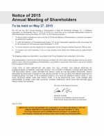 Notice of 2015 Annual Meeting of Shareholders