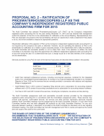 Proposal No. 2 - Ratification of Pricewaterhousecoopers LLP as the Company's Independent Registered Public Accounting Firm for 2015