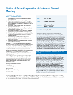 Notice of Eaton Corporation plc's Annual General Meeting